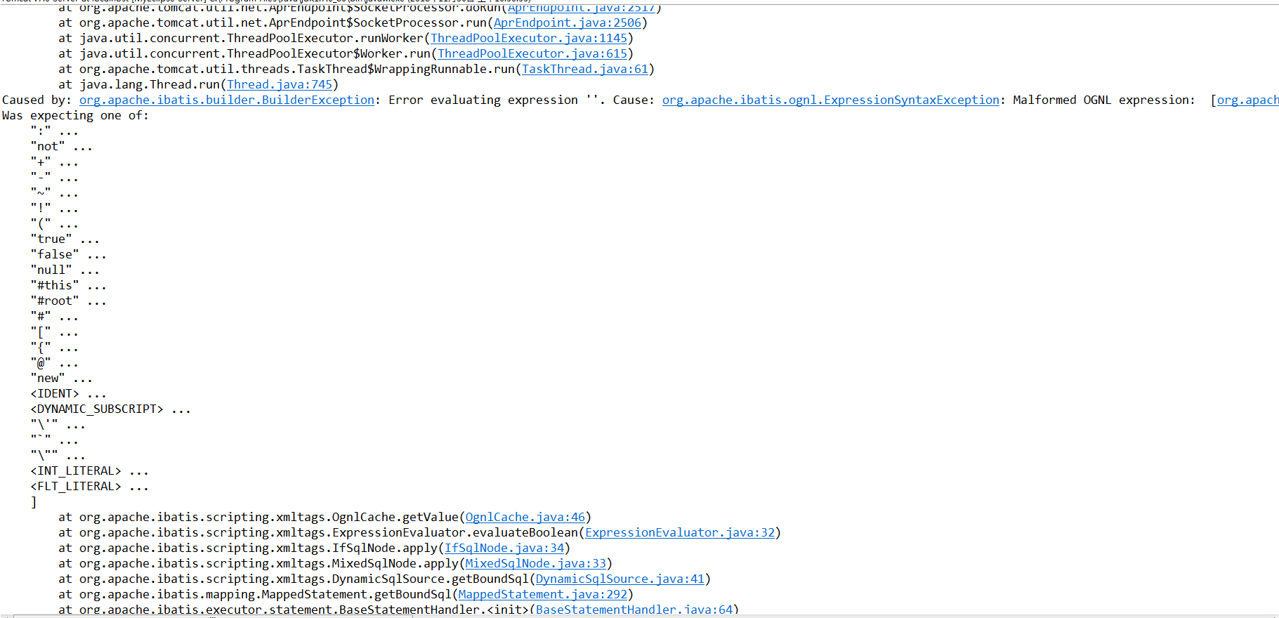 Caused by org apache ibatis builder builderexception error evaluating
