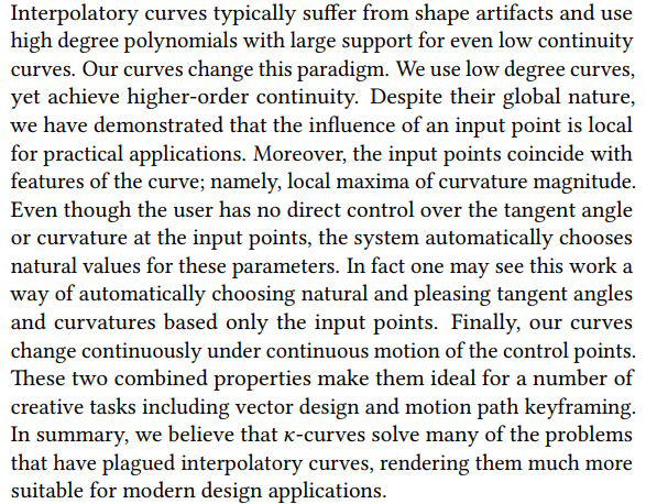 κ-Curves: Interpolation at Local Maximum Curvature