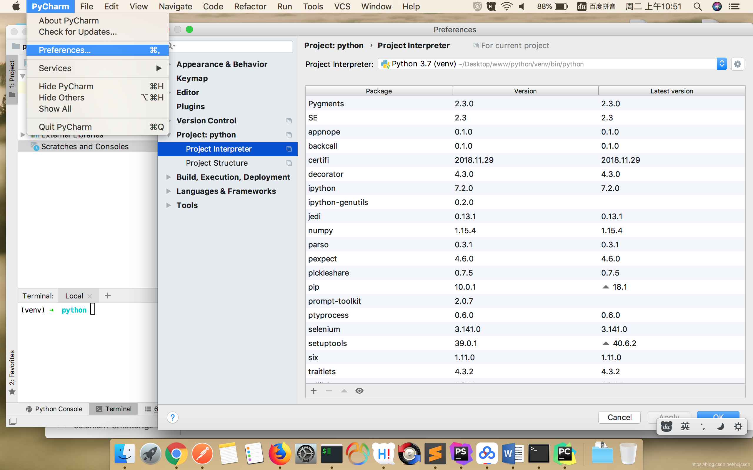 Mac Python Selenium Firebox Pycharm Geckodriver Mac Python Selenium