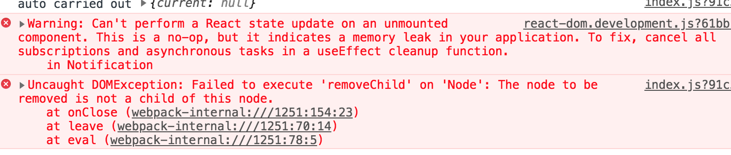 Can’t perform a React state update on an unmounted component.,Read the Motivation to learn why we’re introducing Hooks to React