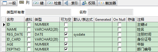 创建带有约束的表