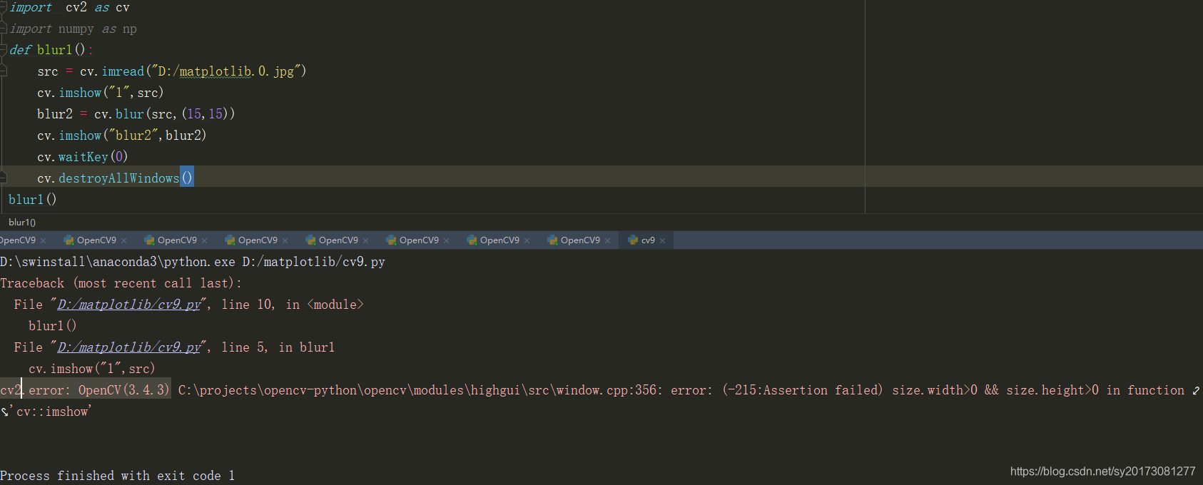 cv2.error: OpenCV(3.4.3) C:\projects\opencv-python\opencv\modules ...