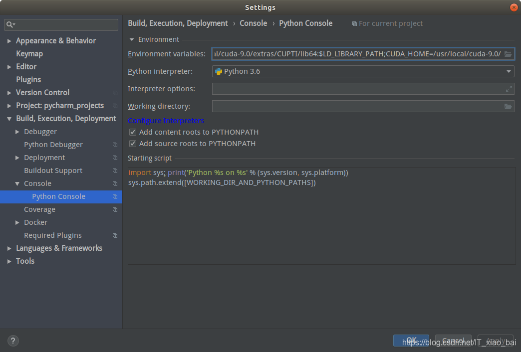 解决pycharm提示ImportError: libcublas.so.9.0: cannot open shared object ...