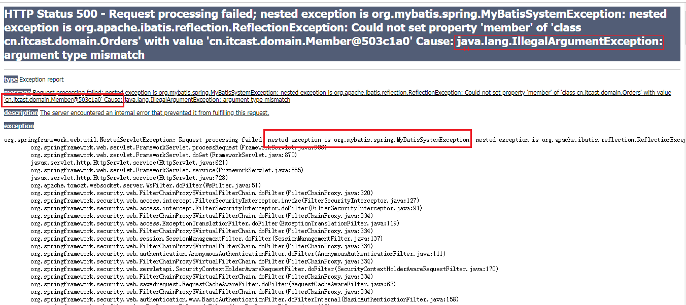Caused by java.lang.IllegalArgumentException argument type mismatch