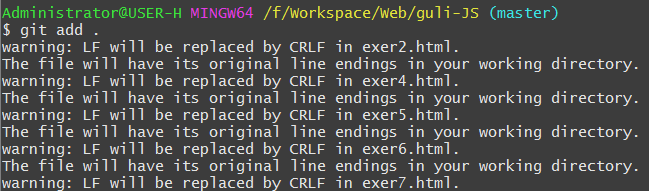 warning: LF will be replaced by CRLF in 什么什么什么