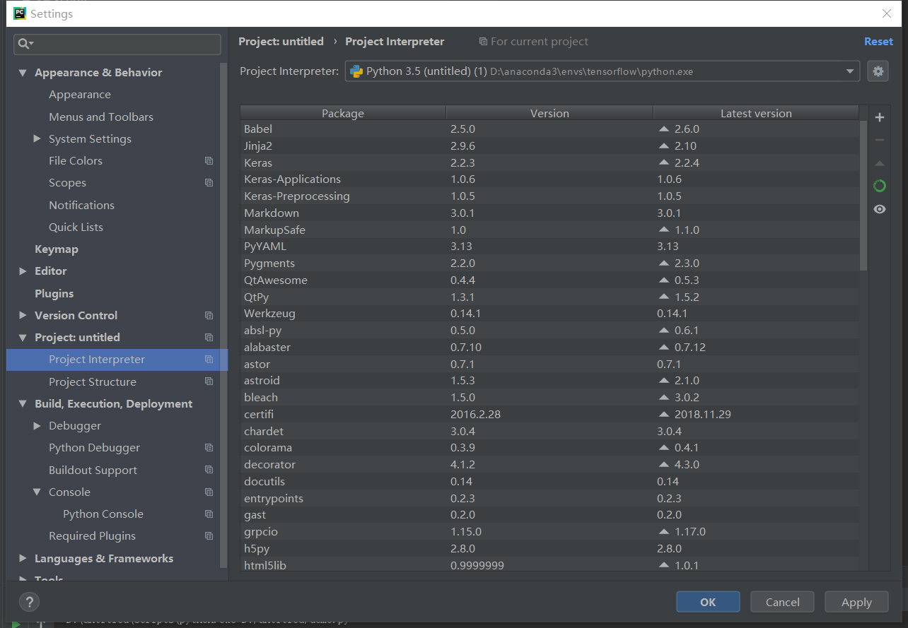 在pycharm运行anaconda配置的tensorflow环境（Environment location diretory is not