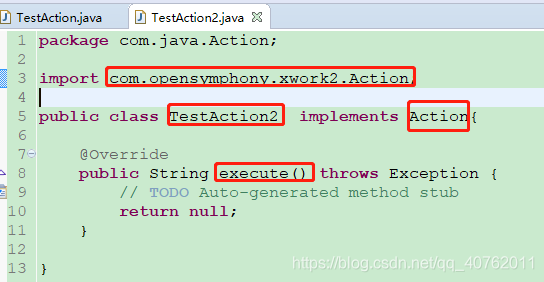 实现一个接口的方式创建Action