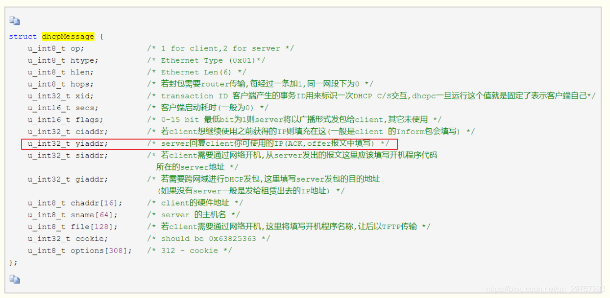 dhcpMessage strunct