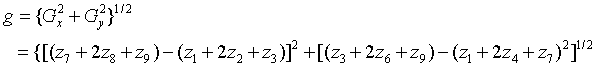 若在(x,y）处g>=T，则在该位置的一个像素是一个边缘像素，其中T是一个指定的阈值