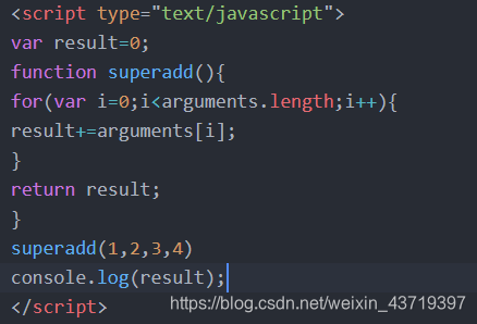 function superadd(){var result=0;for(var i=0;i<arguments.length;i++){result+=arguments[i];}return result;}