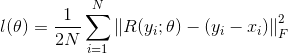l(\theta )=\frac{1}{2N}\sum_{i=1}^{N}\left \| R(y_{i};\theta )-(y_{i}-x_{i}) \right \|_{F}^{2}