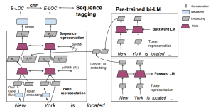 Semi-supervised sequence tagging with bidirectional language models