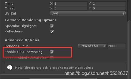 勾选Enable GPU Instancing