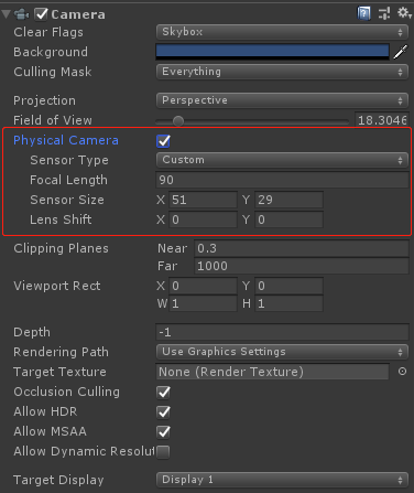 Unity 2018.2.14 Physical Camera中Focal Length和Field Of View的关系 ...