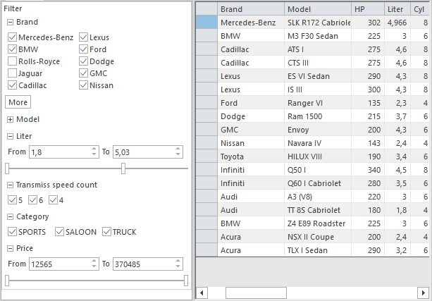 DataFilter integration with a FlexGrid