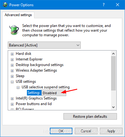 win10 turn on/off usb device selective suspend