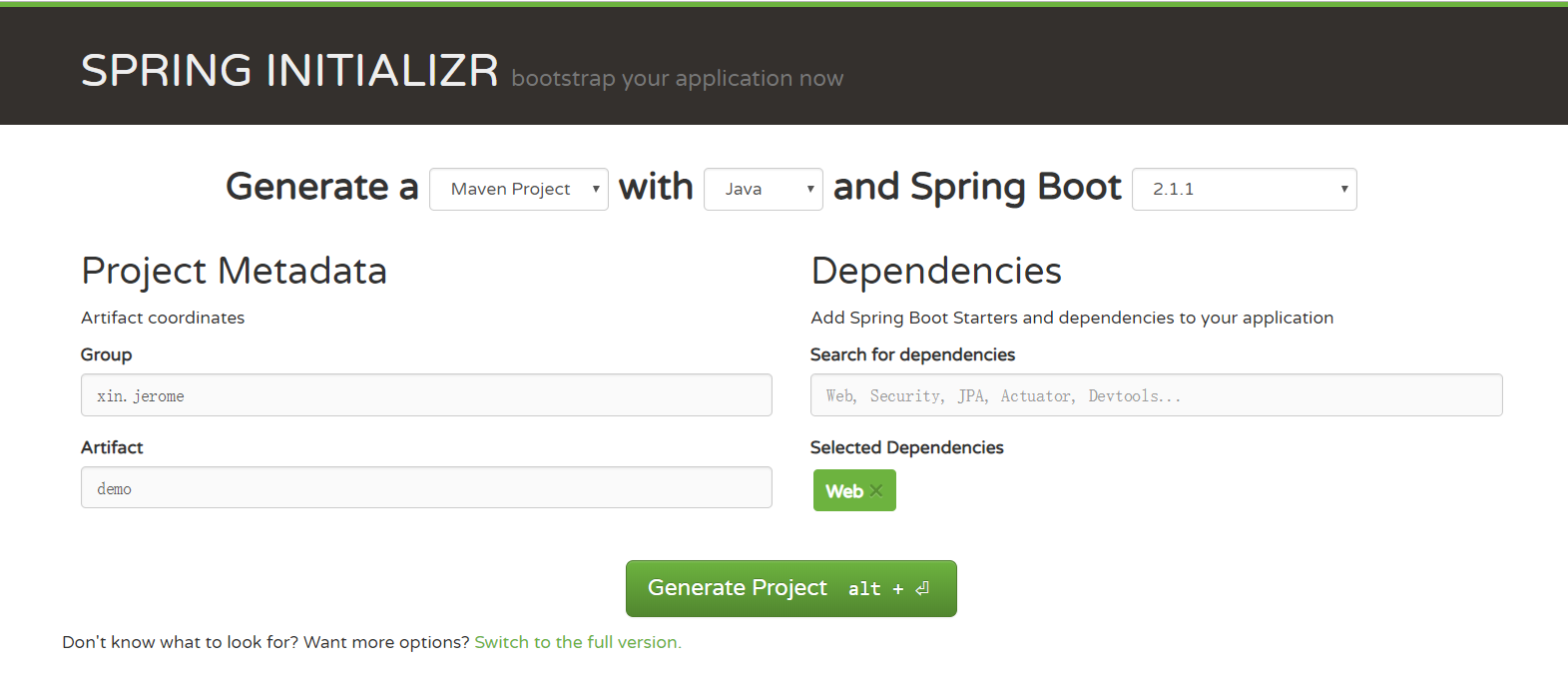 Spring Initializr