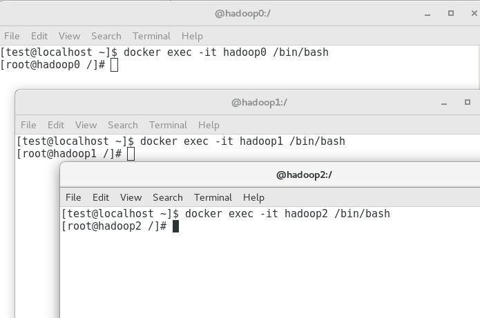 可以看到命令行顶部已经改变，分别为hadoop0、hadoop1、hadoop2