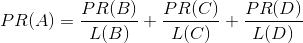 PR(A)=\frac{PR(B)}{L(B)}+\frac{PR(C)}{L(C)}+\frac{PR(D)}{L(D)}