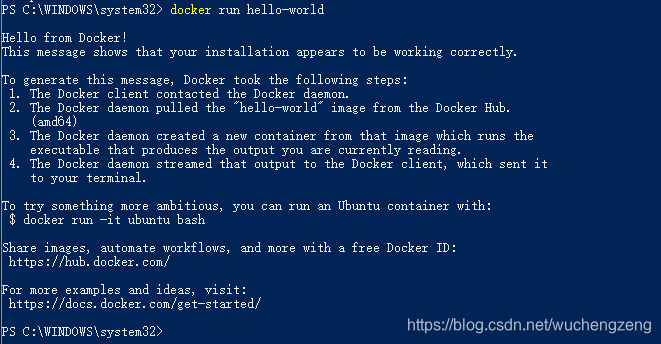 docker run hello-world