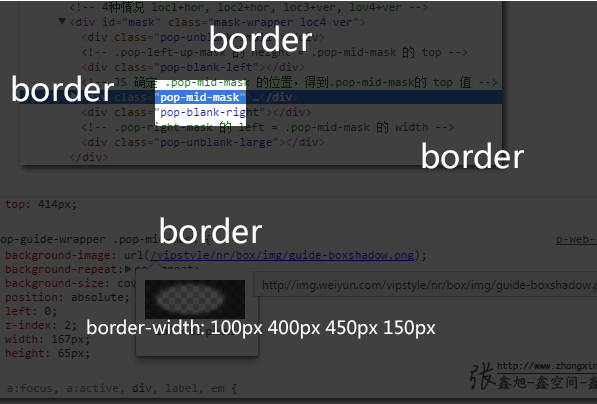 使用超宽border实现遮罩