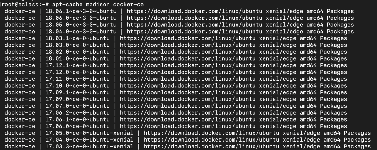 apt-cache madison docker-ce