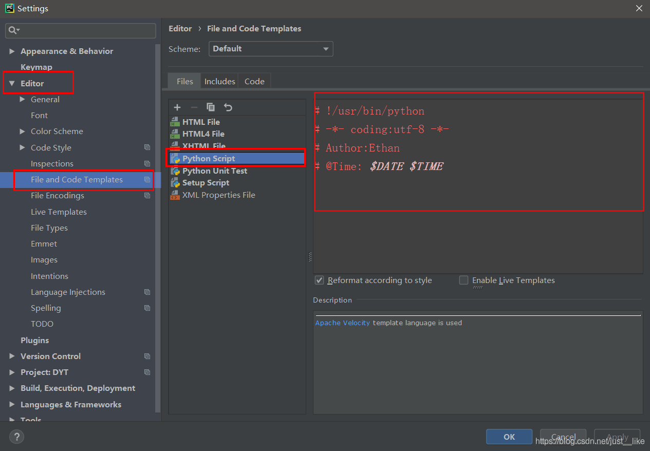 Pycharm配置python指令碼模版 It閱讀