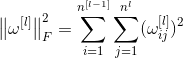 \left \| \omega^{[l]} \right \|_F^{2}=\sum_{i=1}^{n^{[l-1]}}\sum_{j=1}^{n^{l}}(\omega _i_j^{[l]})^{2}