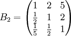 B_2=\begin{pmatrix}1&2&5\\\frac{1}{2}&1&2\\\frac{1}{5}&\frac{1}{2}&1\end{pmatrix}