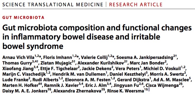Science | 炎症性肠病和肠易激综合征肠道微生物组组成及功能变化