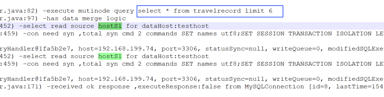 第二次 select讀操作分發到了 hostS1上