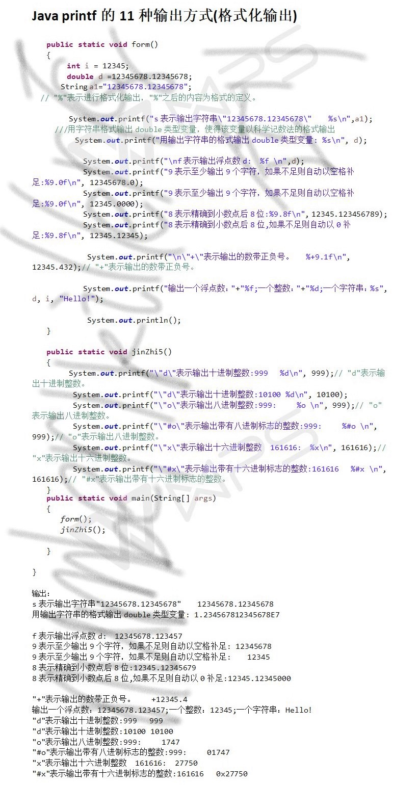 Java printf的11种输出方式(格式化输出)