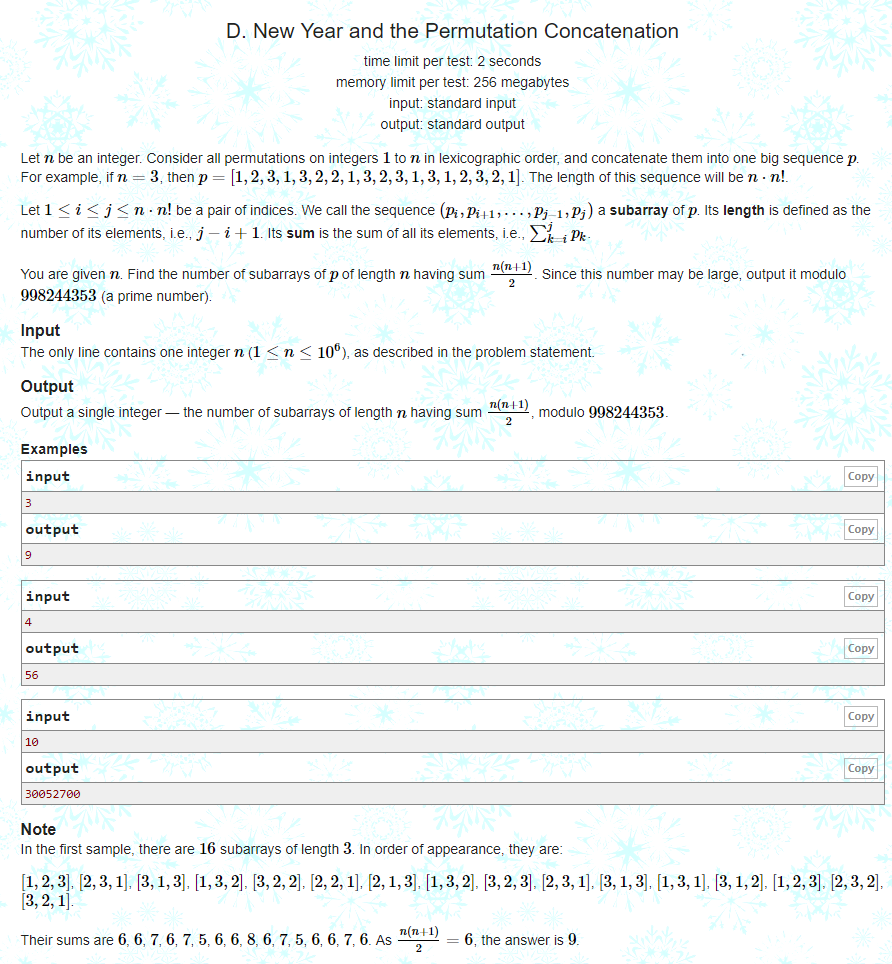 Good Bye 2018-D. New Year and the Permutation Concatenation