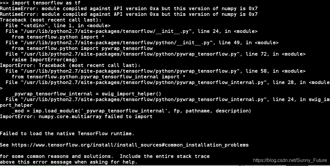 Importerror: Numpy.Core.Multiarray Failed To Import 解决办法_Sunny_Future的博客-Csdn博客