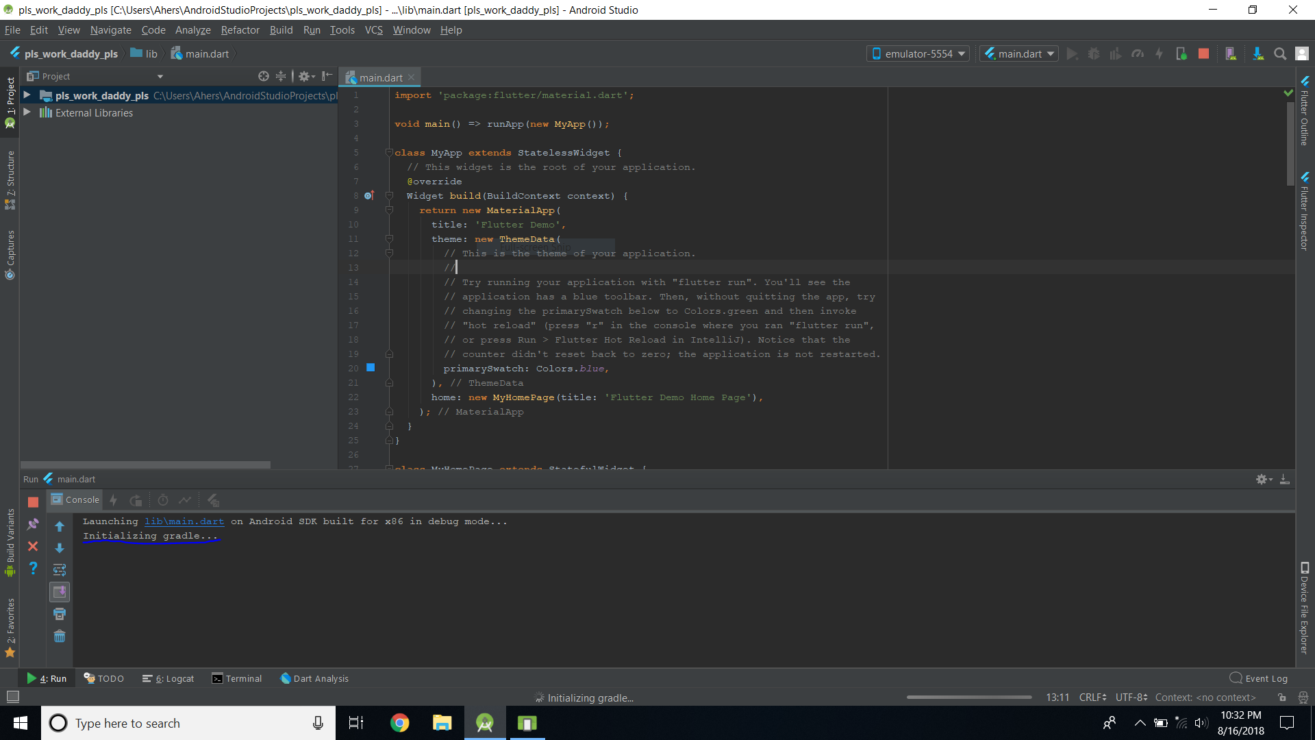 Initializing gradle