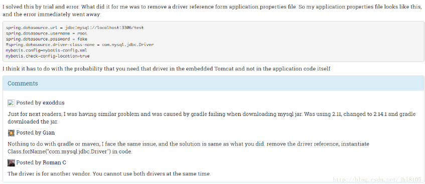 解决： Caused by: java.lang.IllegalStateException: Cannot load driver class: com.mysql.jdbc.Driver