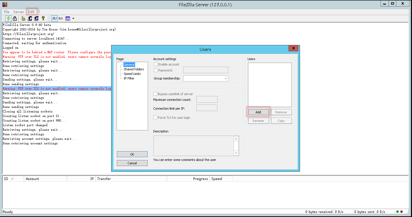 filezilla portable tls timeout auth ok