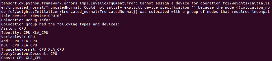 解决tensorflow.python.framework.errors_impl.InvalidArgumentError: Cannot assign a device for operation