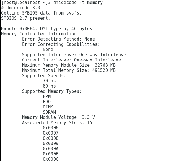 dmidecode命令查看内存信息以及其他硬件信息_dmidecode t memoryCSDN博客