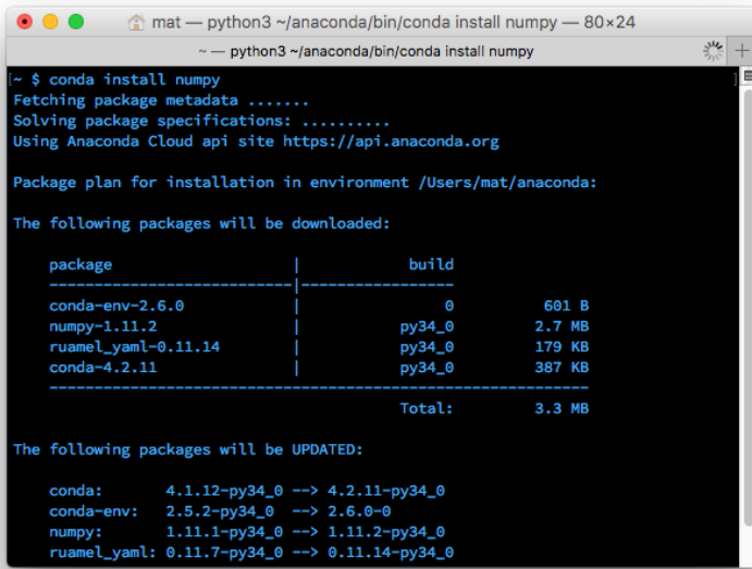 使用conda安装numpy