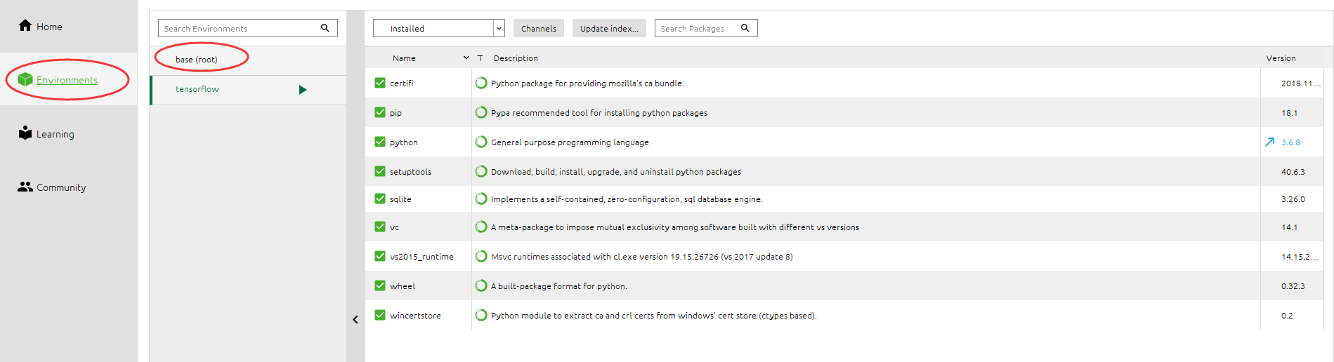 Anaconda的不同虚拟开发环境
