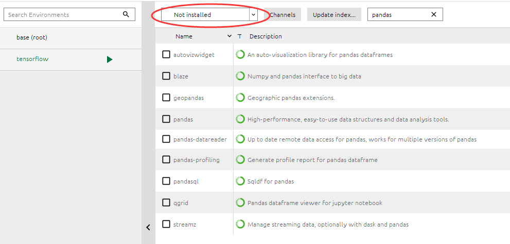 搜索pandas科学包安装