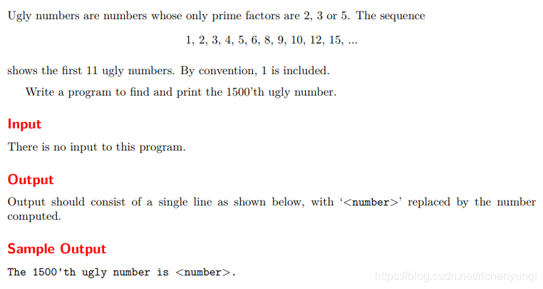 例题5-7　丑数（Ugly Numbers，Uva 136）题目描述