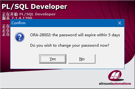 oracle ORA-28002:the password will expire within 7 days 解决方法