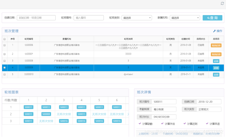 固定轮班界面实现