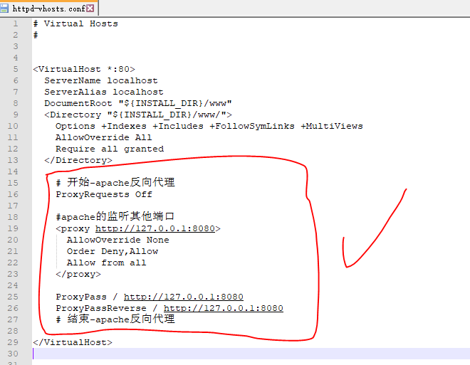 Apache设置反向代理转发端口 