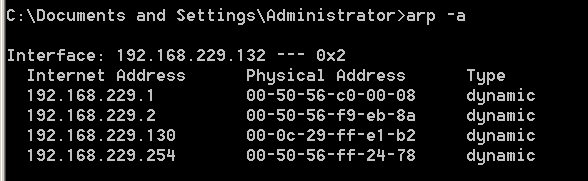 Windows Server 2003 ARP缓存表信息