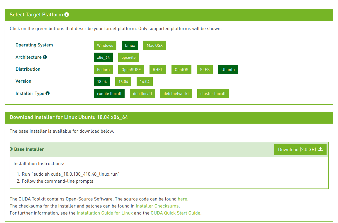 ubuntu 18.04 pytorch 的 cuda 环境搭建 亲测