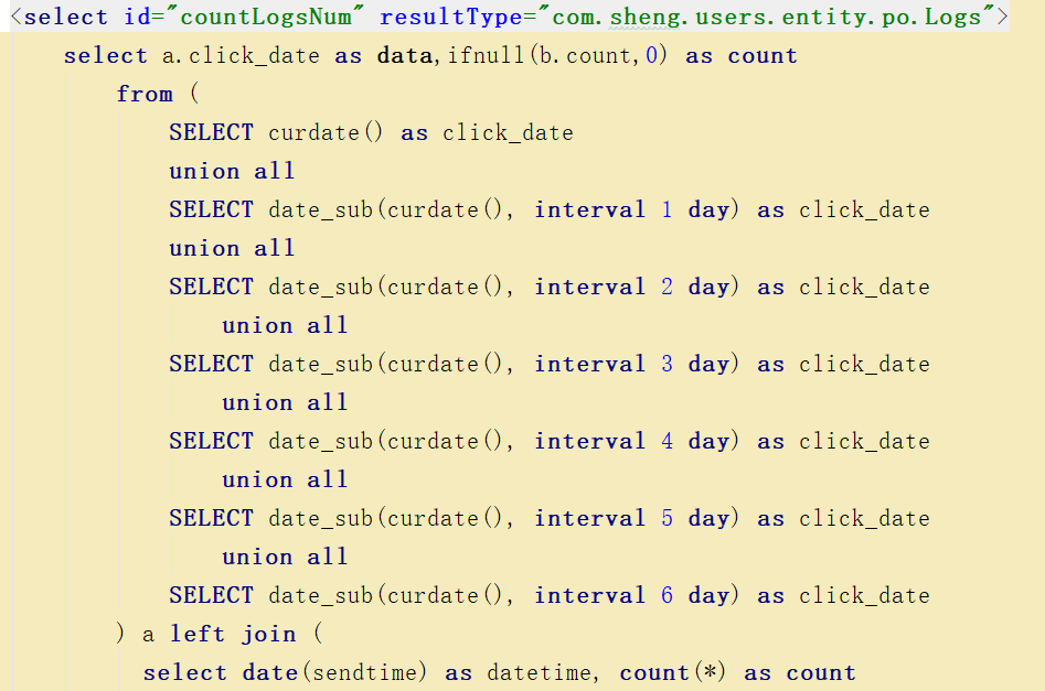 统计最近七天的数据访问量 mysql