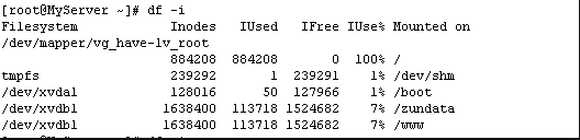 服务器web服务突然中止，磁盘有空间，却显示：mkdir: cannot create directory `xxx’: No space left on device